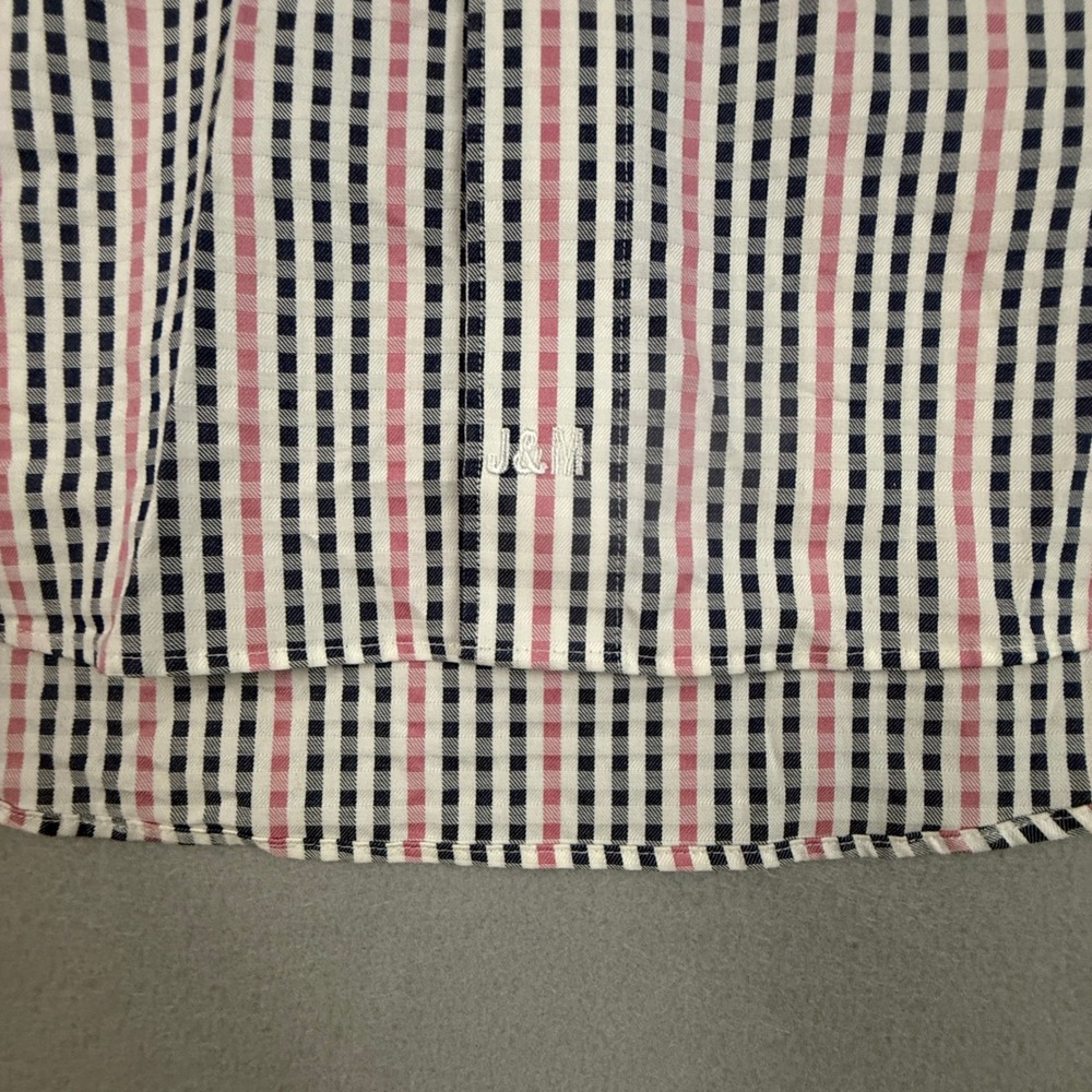 Johnston & Murphy Shirt Tailored Fit Plaid Stripe Button Down Shirt Men's XL - Picture 5 of 10